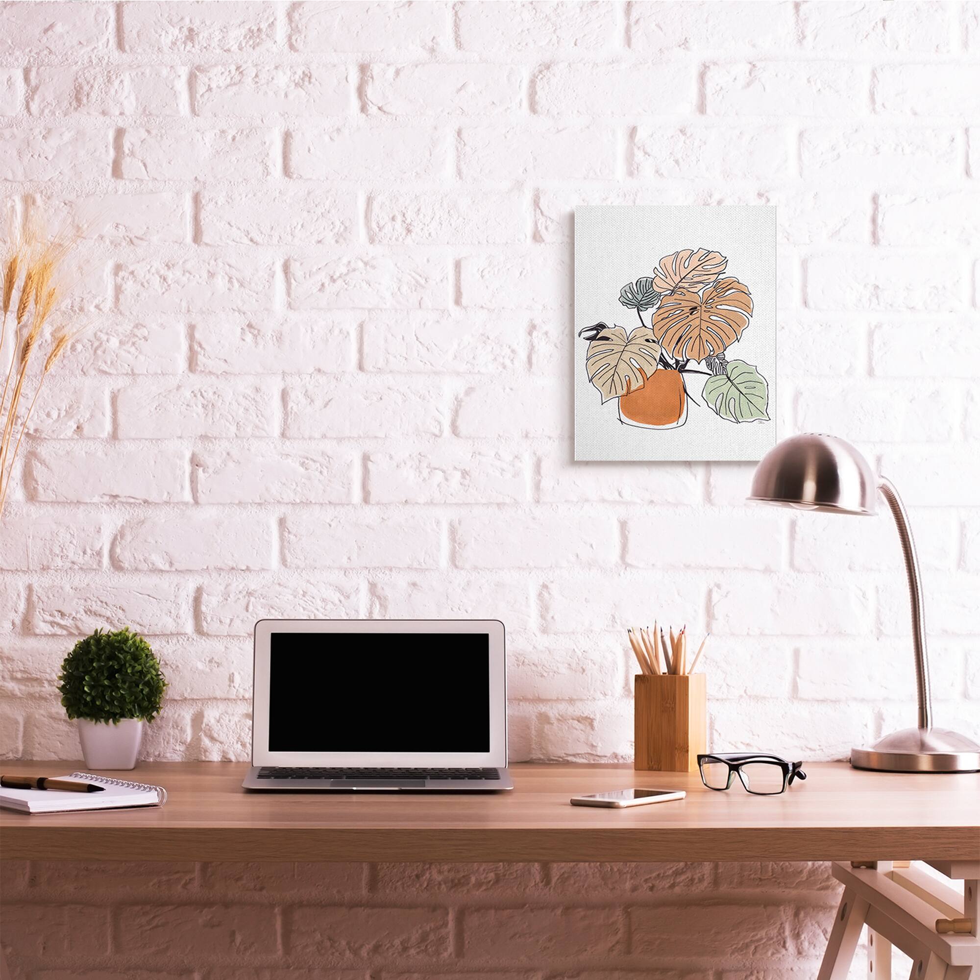 Stupell Industries Playful Monstera Leaves Tropical House Plant Canvas Wall Art
